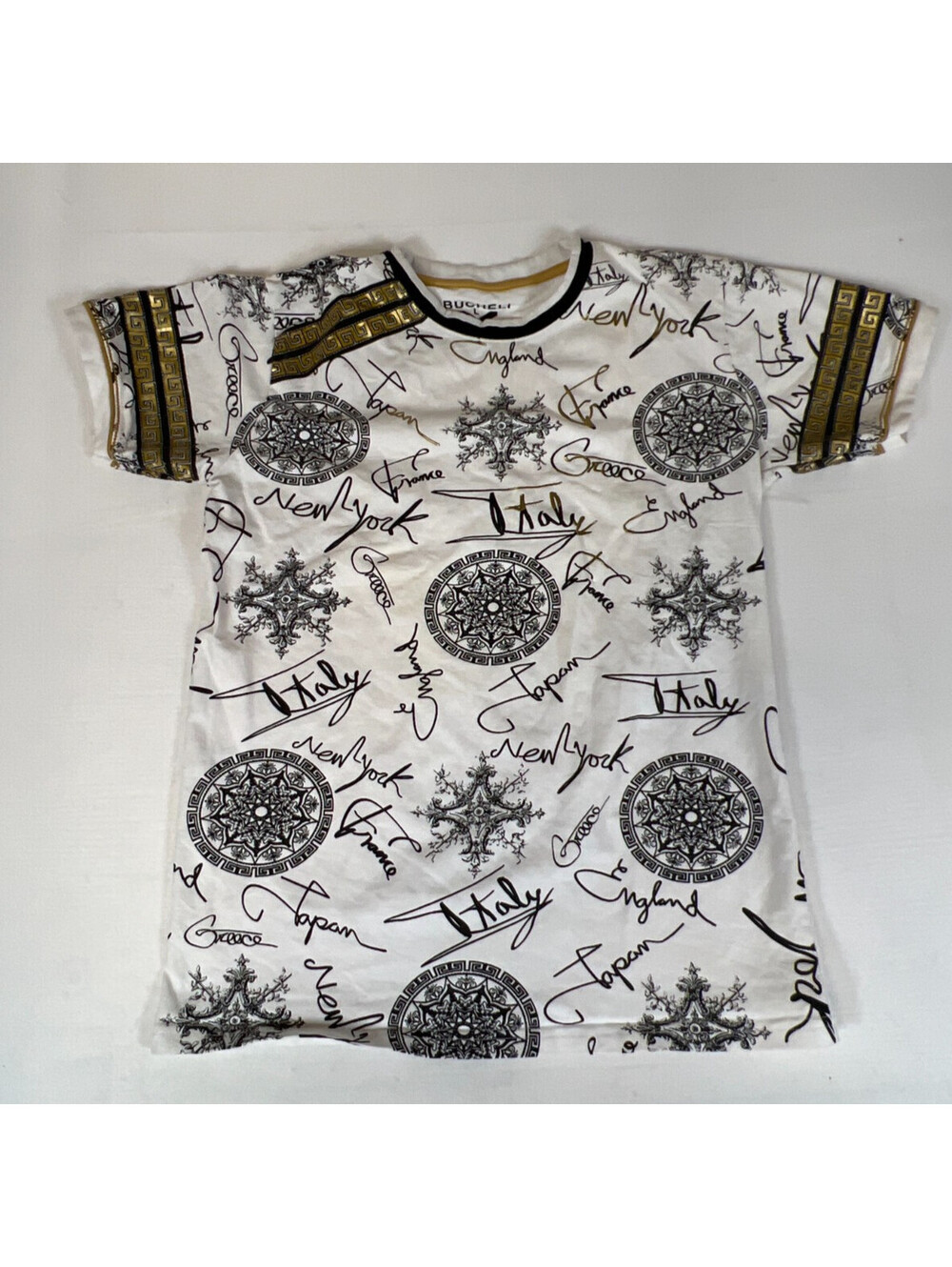 Bucheli Men Men's L White Graphic Print Short Sleeve T-Shirt